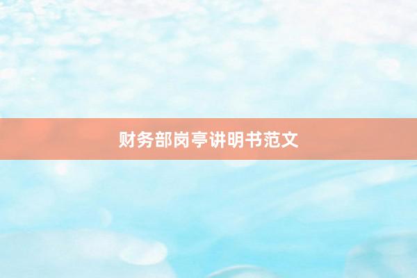 财务部岗亭讲明书范文